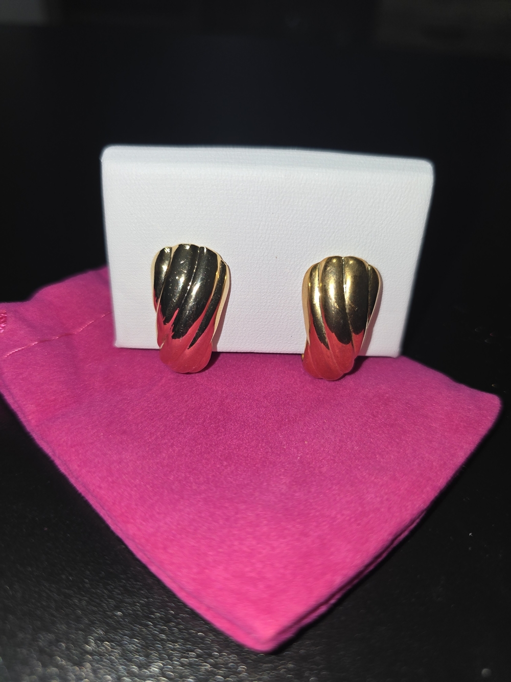 Gold Tone Two-Tone Wave Clip-On Earrings, Vintage